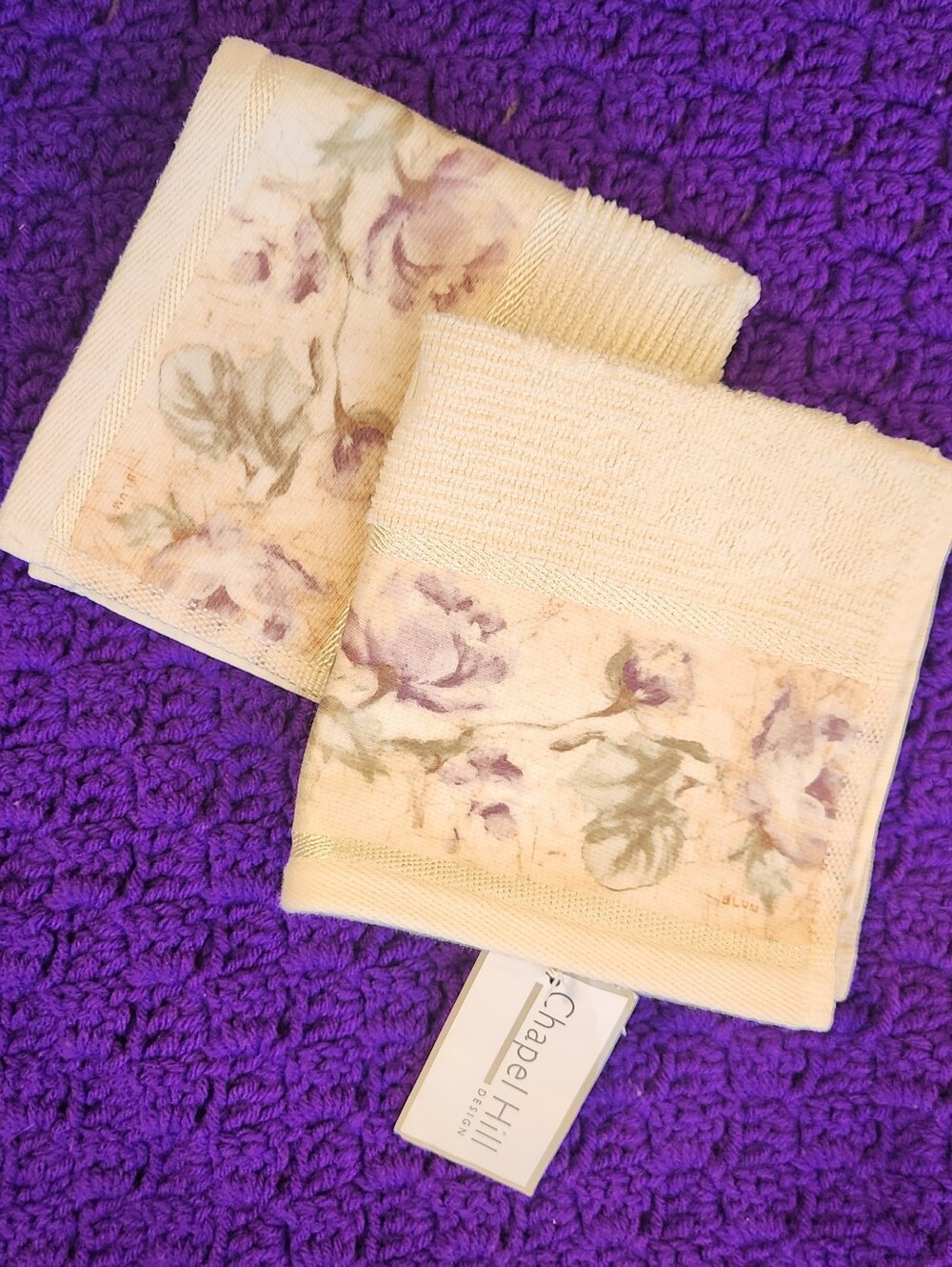 CHERI BLUM Original Artwork Croscill Home Fashions Floral Washcloth Set Of 2